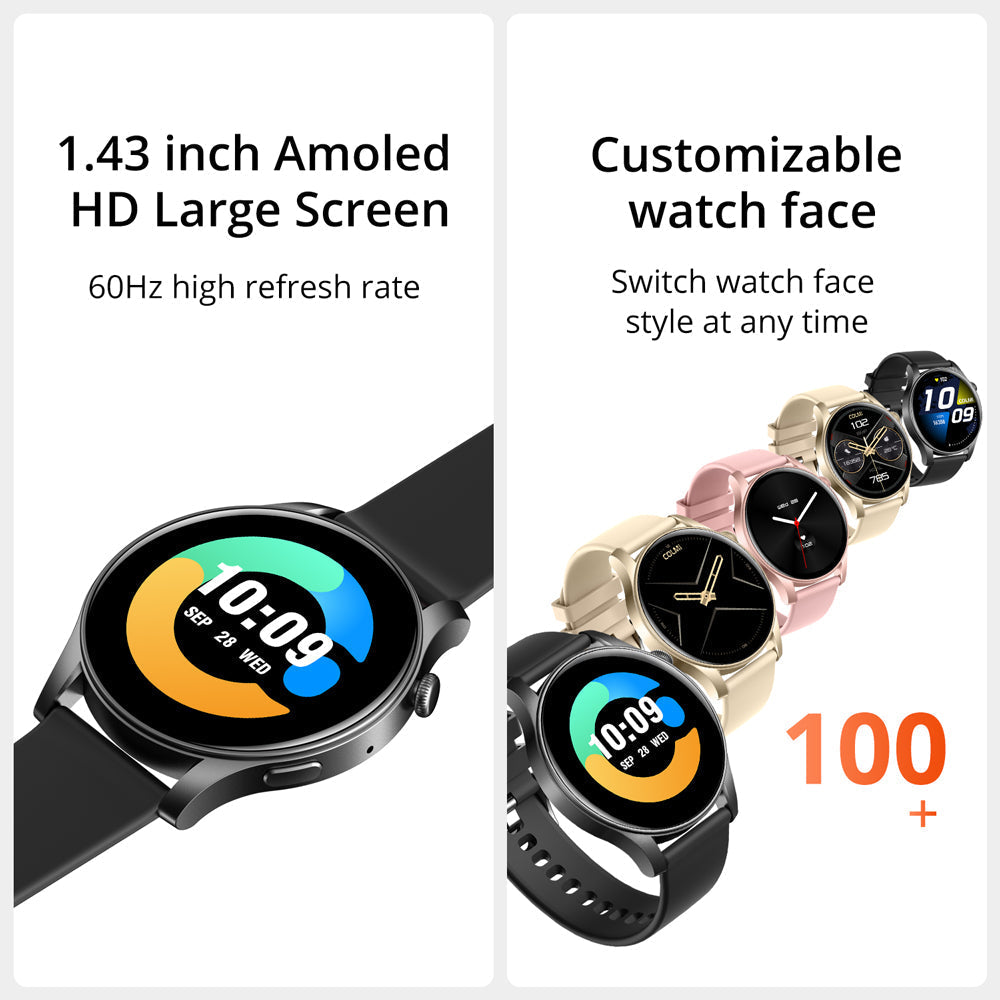 Reloj inteligente Colmi V73 con gran pantalla AMOLED y fondos de pantalla personalizables.