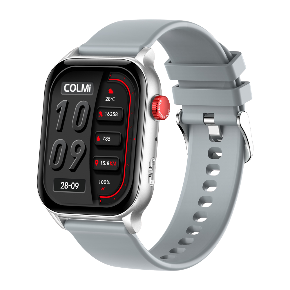 Reloj inteligente COLMI P78 de 1,96 pulgadas, para deportes al aire libre, resistente al agua hasta 3 ATM, color plata.