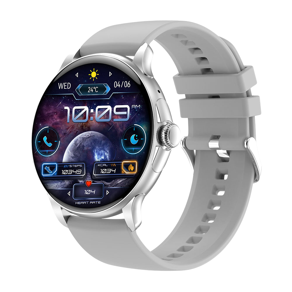 Reloj inteligente COLMI V72 con elegante pantalla AMOLED, seguimiento de actividad física y resistencia al agua IP68 (color plata).