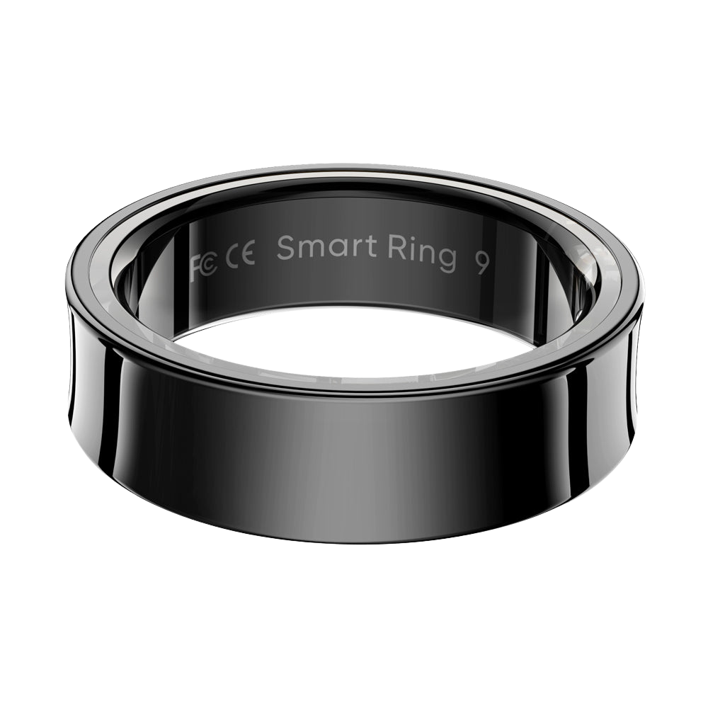 Anillo inteligente COLMi R09 para monitorización de frecuencia cardíaca y oxígeno en sangre, diseño resistente al agua.