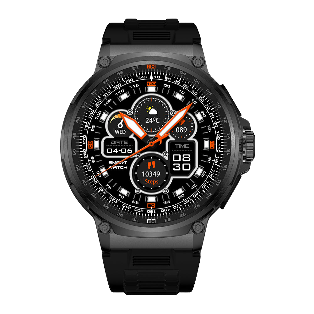 Reloj inteligente COLMi V69: pantalla grande de 1,85 pulgadas, monitorización de la salud, resistente al agua y elegante frontal negro.