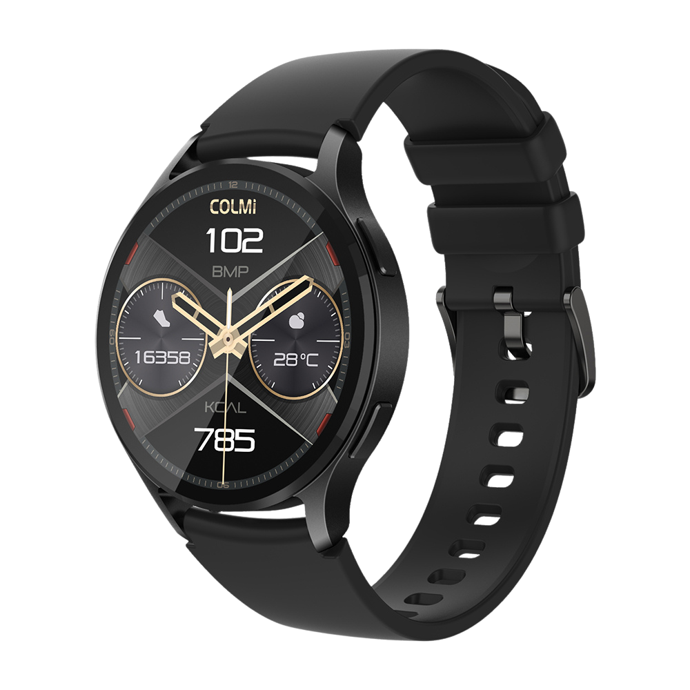Reloj inteligente Colmi i28 Ultra negro con pantalla circular, sensores avanzados de seguimiento de la salud, batería con una duración de 10 días y clasificación de resistencia al agua IP68.