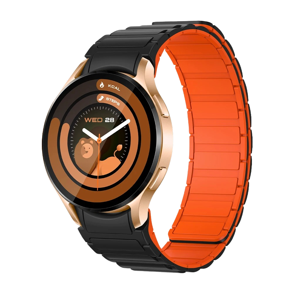 Reloj inteligente Colmi i28 Ultra color oro con correa magnética, pantalla circular, sensores avanzados de seguimiento de la salud, batería con una duración de 10 días y clasificación de resistencia al agua IP68.